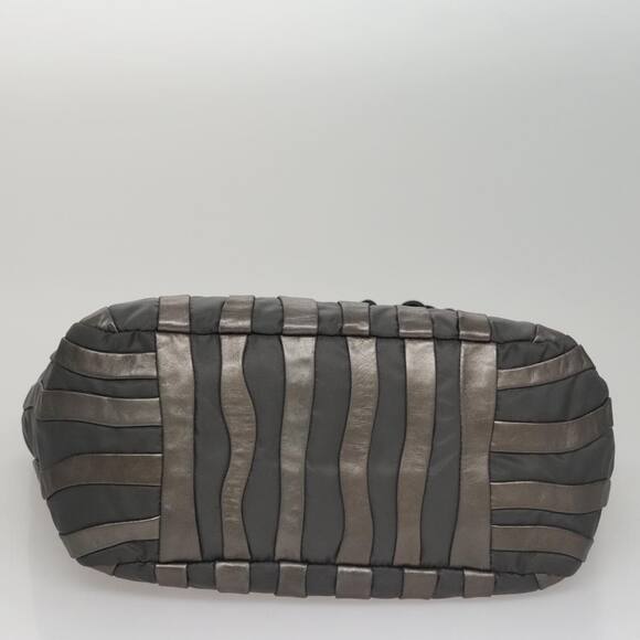 PRADA Hs PRADA Jacquard Shoulder Bag Leather Silver Ff4583 Ws4583 Ff4583 Ws4583 - Picture 9 of 9